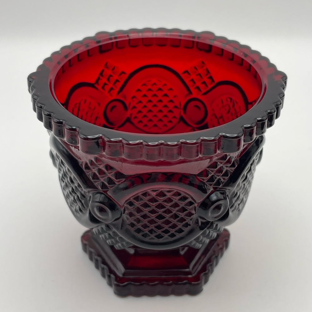 Avon 1876 Cape Cod Ruby Collection Red Glass Open Sugar Bowl Excellent Condition